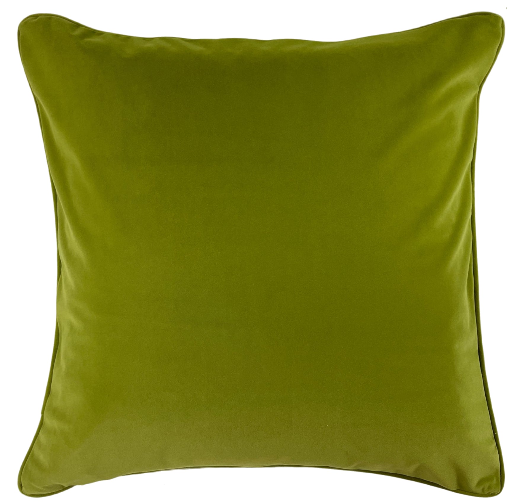 Malini Lge Slub Cream With Olive Piping & Olive Rev Square Cushion 56x56